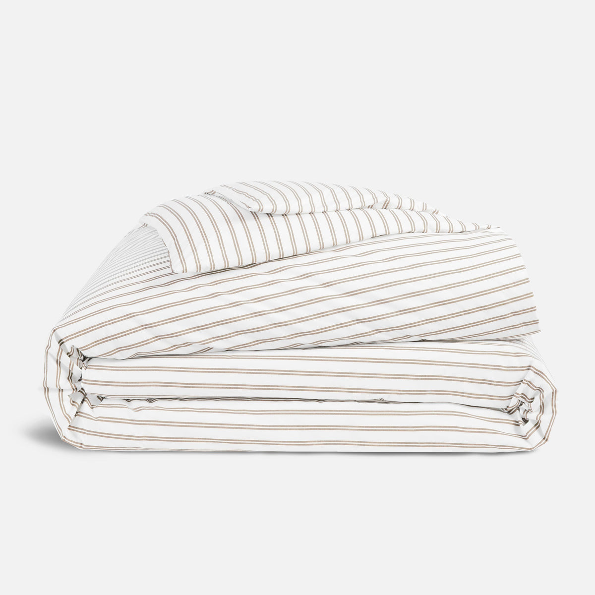 Classic Percale Duvet Cover - Tandem Stripe in Pebble / Twin/Twin XL