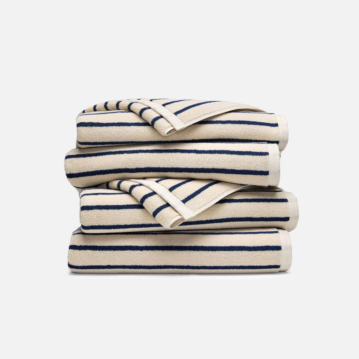 Super-Plush Set of 4 Bath Towel Bundle - Striped Abyss