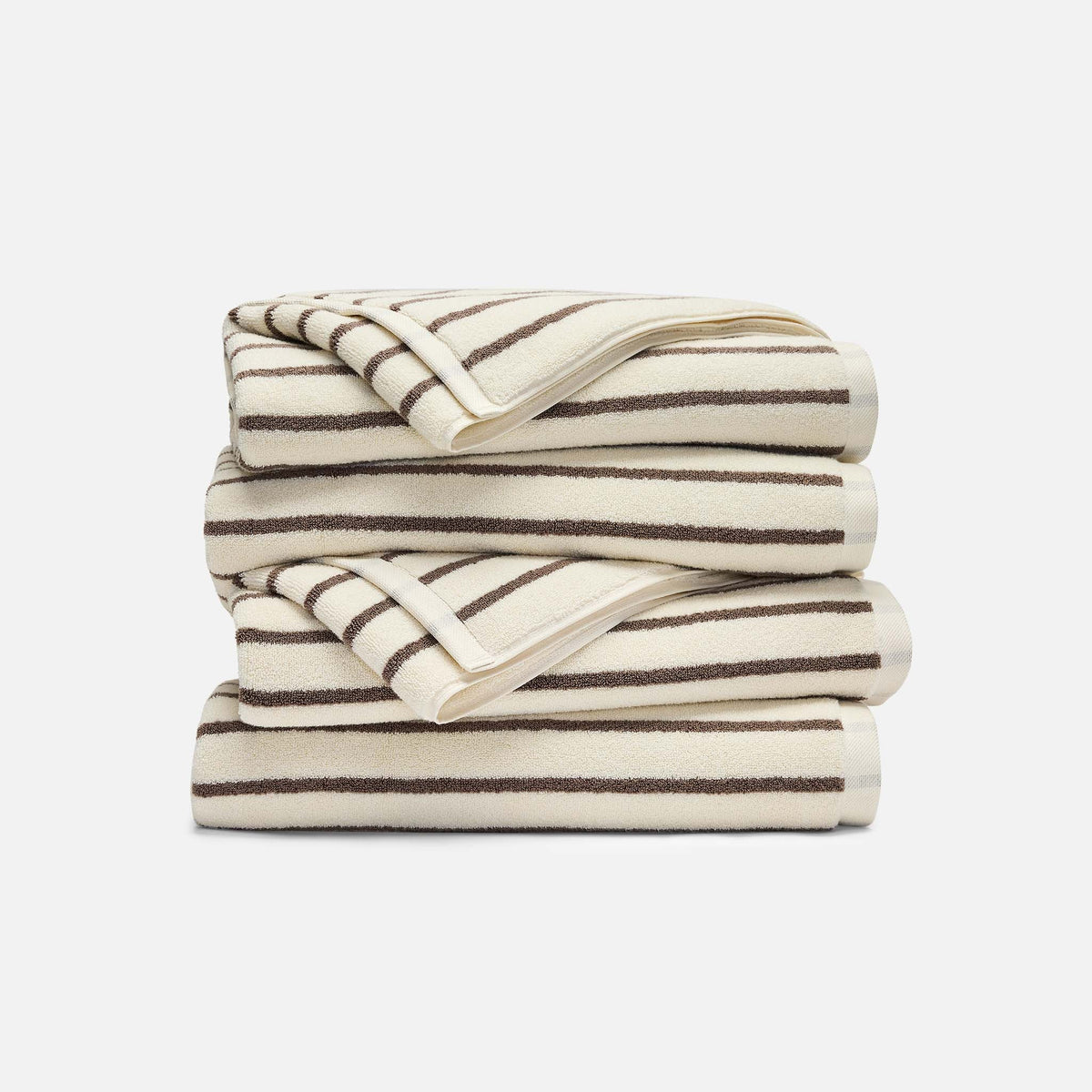Super-Plush Set of 4 Bath Towel Bundle - Striped Oak